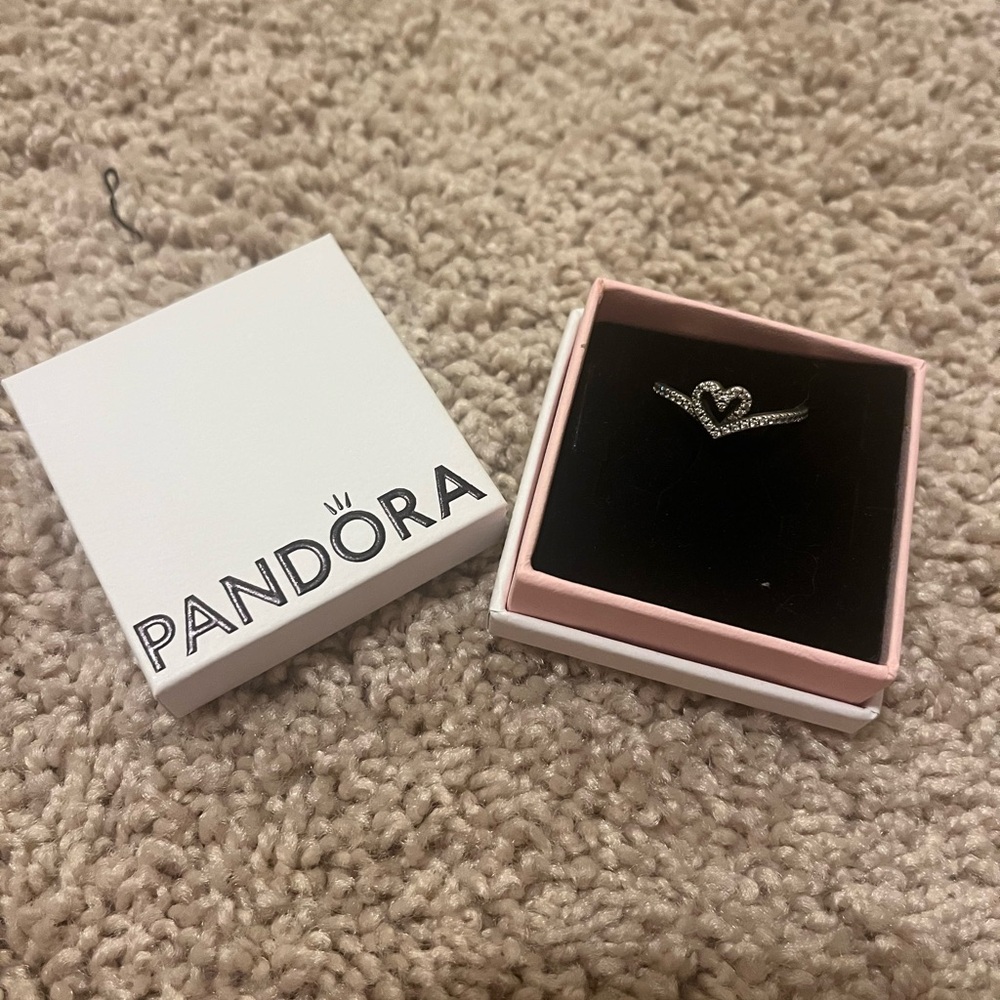 Pandora Wishbone Heart Ring